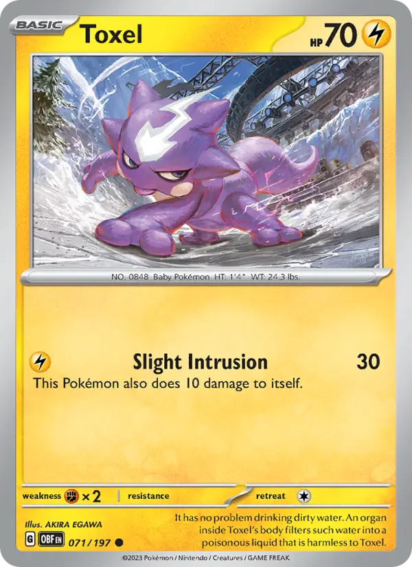 Toxel Reverse Holo 071/197 Obsidian Flames Pokémon Card