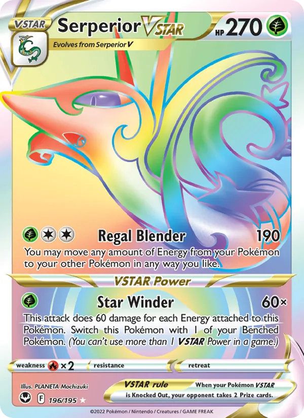 Serperior VSTAR Holo 196/195 Silver Tempest Pokémon Card