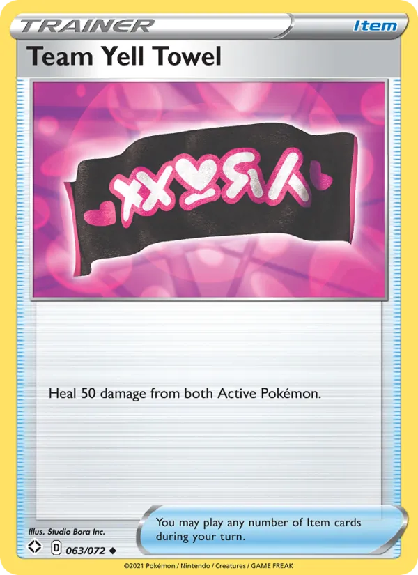 Team Yell Towel Reverse Holo 063/72 Shining Fates Pokémon Card