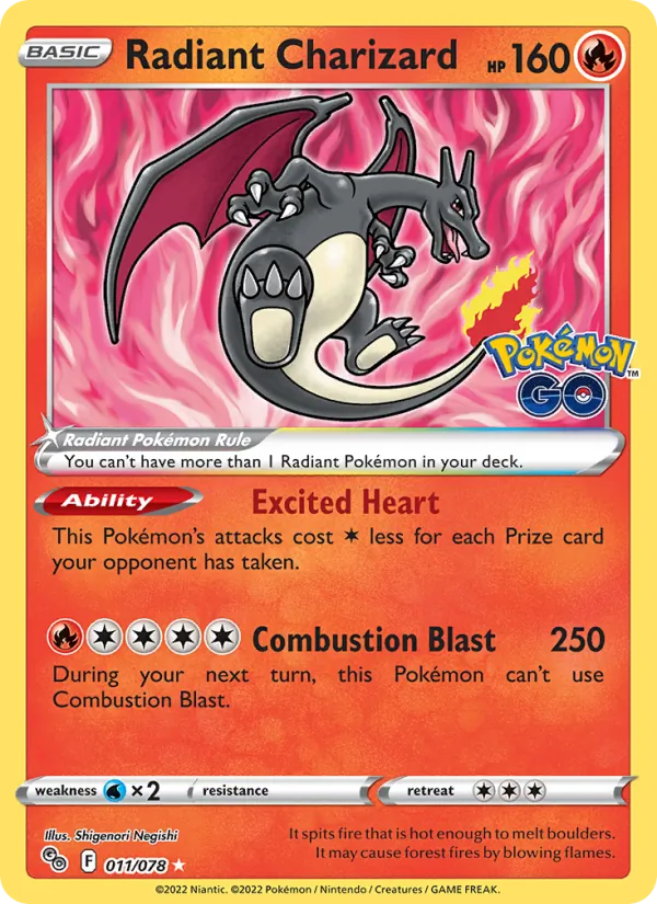 Radiant Charizard Holo 011/78 Pokémon GO Pokémon Card