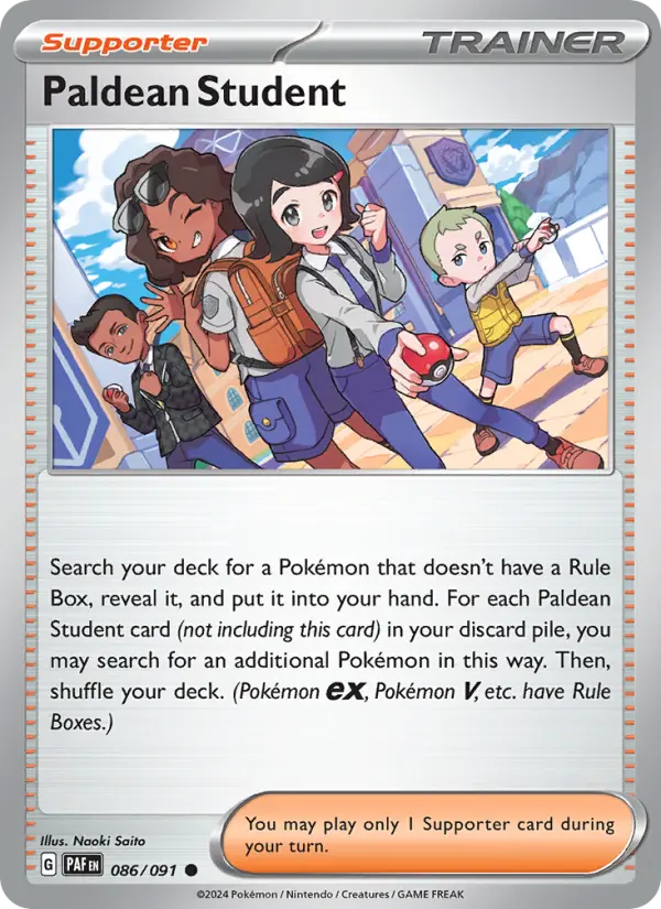 Paldean Student Reverse Holo 086/91 Paldean Fates Pokémon Card