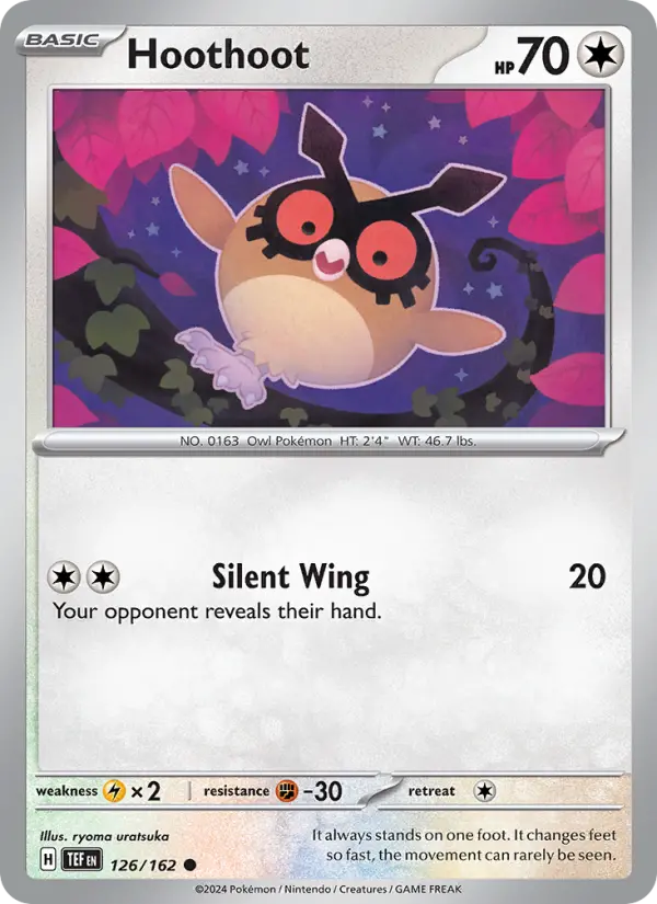 Hoothoot Reverse Holo 126/162 Temporal Forces Pokémon Card