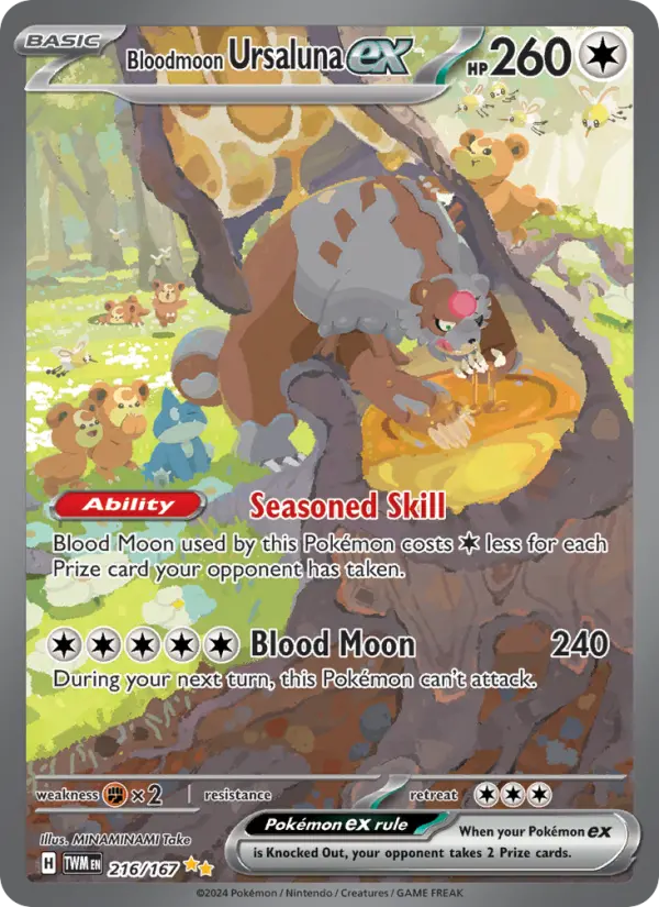 Bloodmoon Ursaluna ex Holo 216/167 Twilight Masquerade Pokémon Card