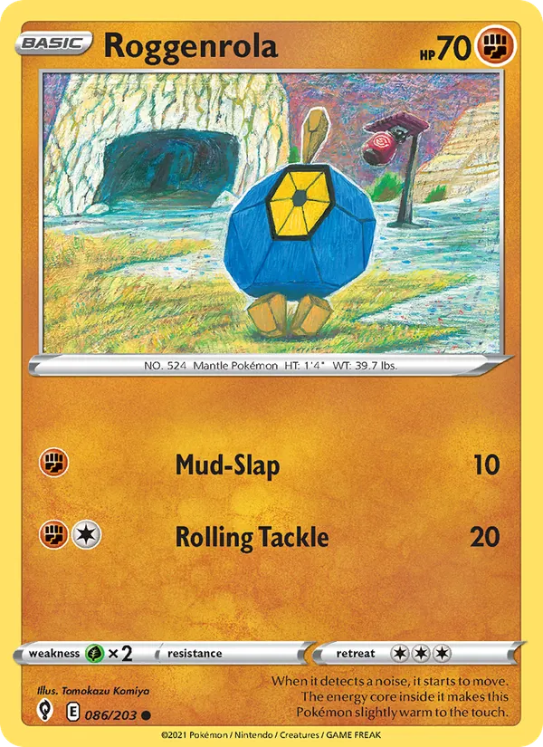 Roggenrola Reverse Holo 086/203 Evolving Skies Pokémon Card
