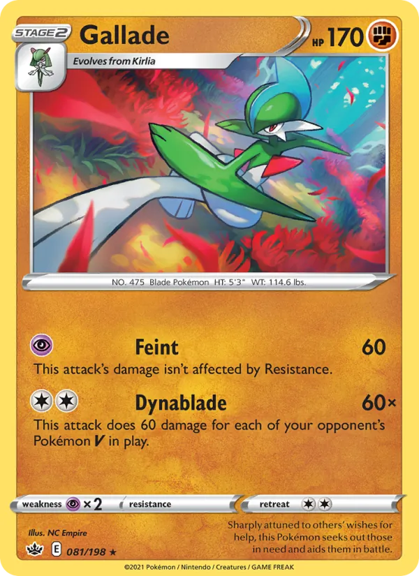 Gallade Reverse Holo 081/198 Chilling Reign Pokémon Card