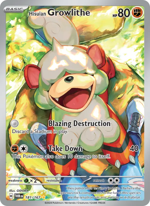 Hisuian Growlithe Holo 181/167 Twilight Masquerade Pokémon Card