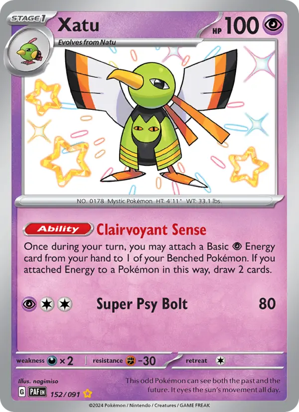 Xatu Holo 152/91 Paldean Fates Pokémon Card