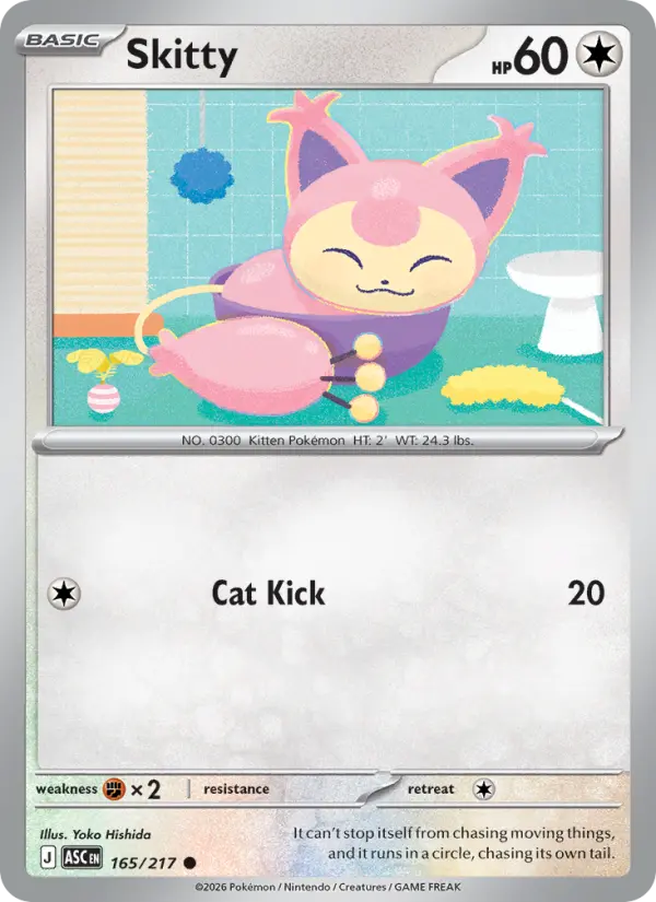 Skitty Reverse Holo 165/217 Ascended Heroes Pokémon Card
