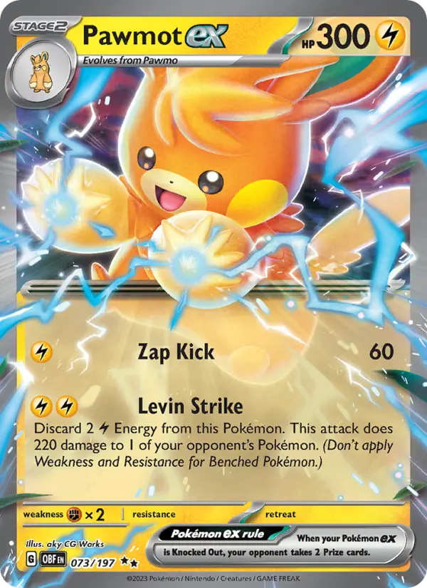 Pawmot ex Holo 073/197 Obsidian Flames Pokémon Card