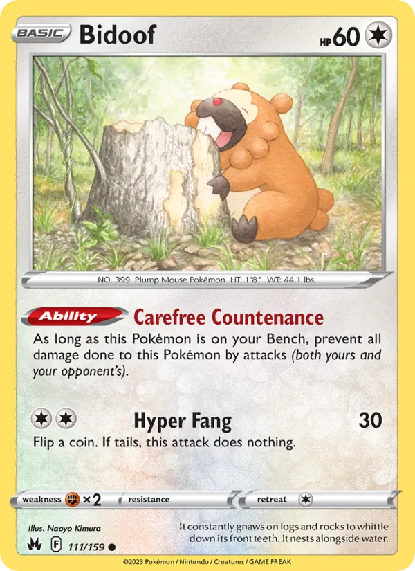 Bidoof Reverse Holo 111/159 Crown Zenith Pokémon Card