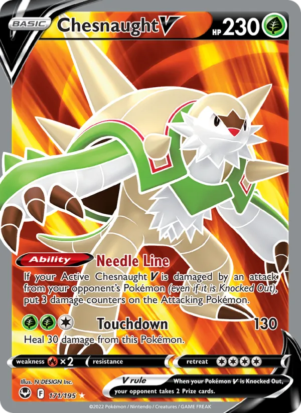 Chesnaught V Holo 171/195 Silver Tempest Pokémon Card
