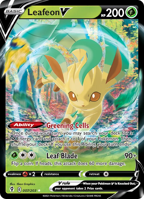 Leafeon V Holo 007/203 Evolving Skies Pokémon Card