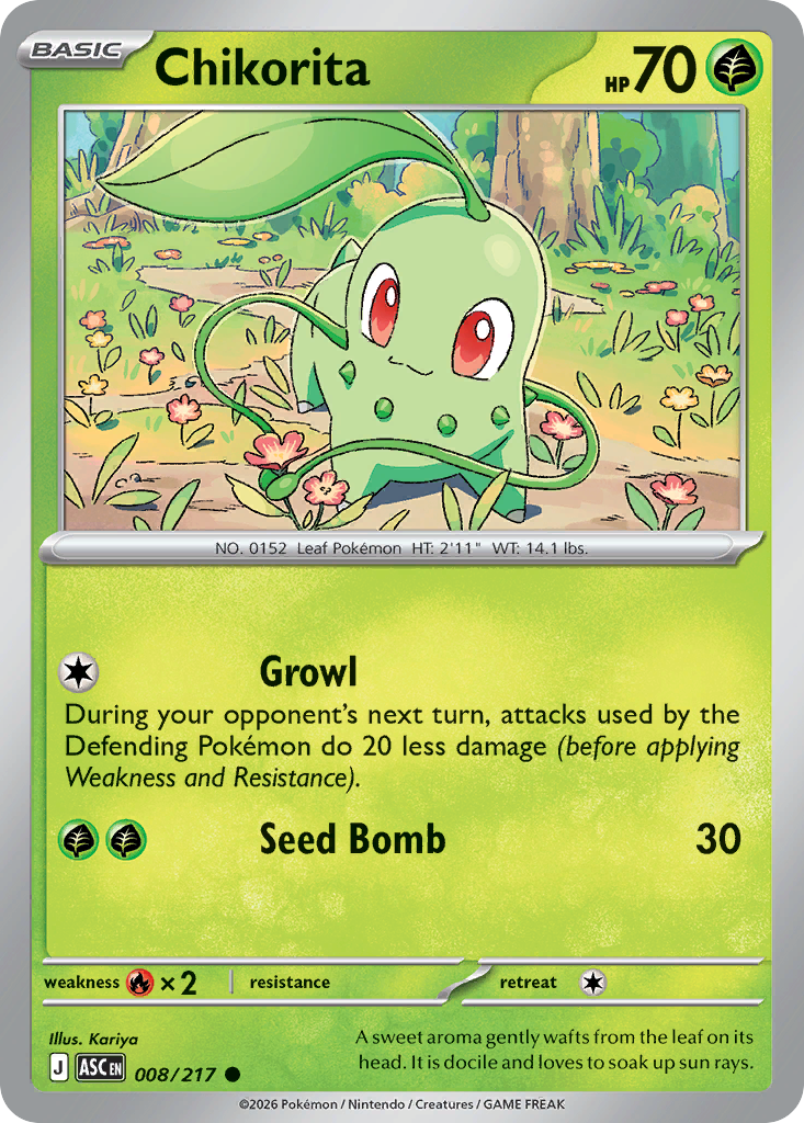 Chikorita Non-Holo 008/217 Ascended Heroes Pokémon Card