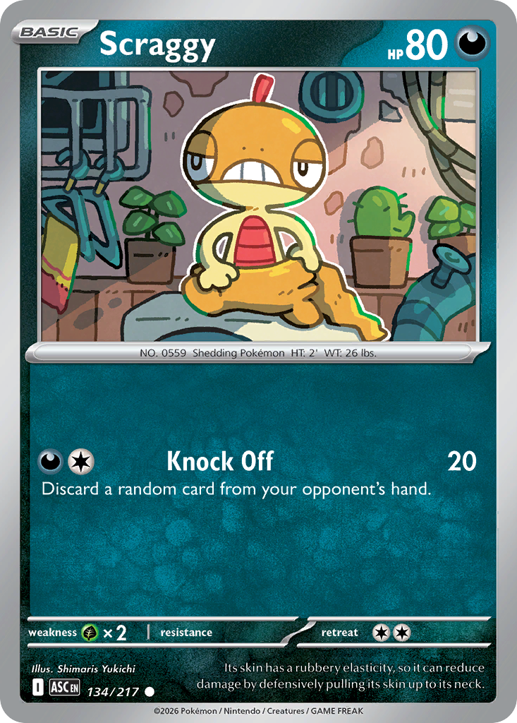 Scraggy Non-Holo 134/217 Ascended Heroes Pokémon Card