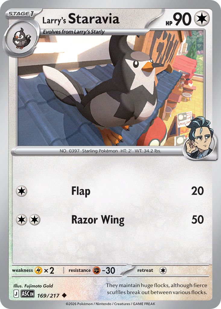 Larry's Staravia Non-Holo 169/217 Ascended Heroes Pokémon Card