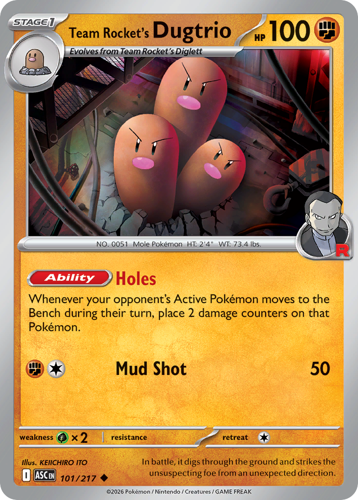 Team Rocket's Dugtrio Non-Holo 101/217 Ascended Heroes Pokémon Card