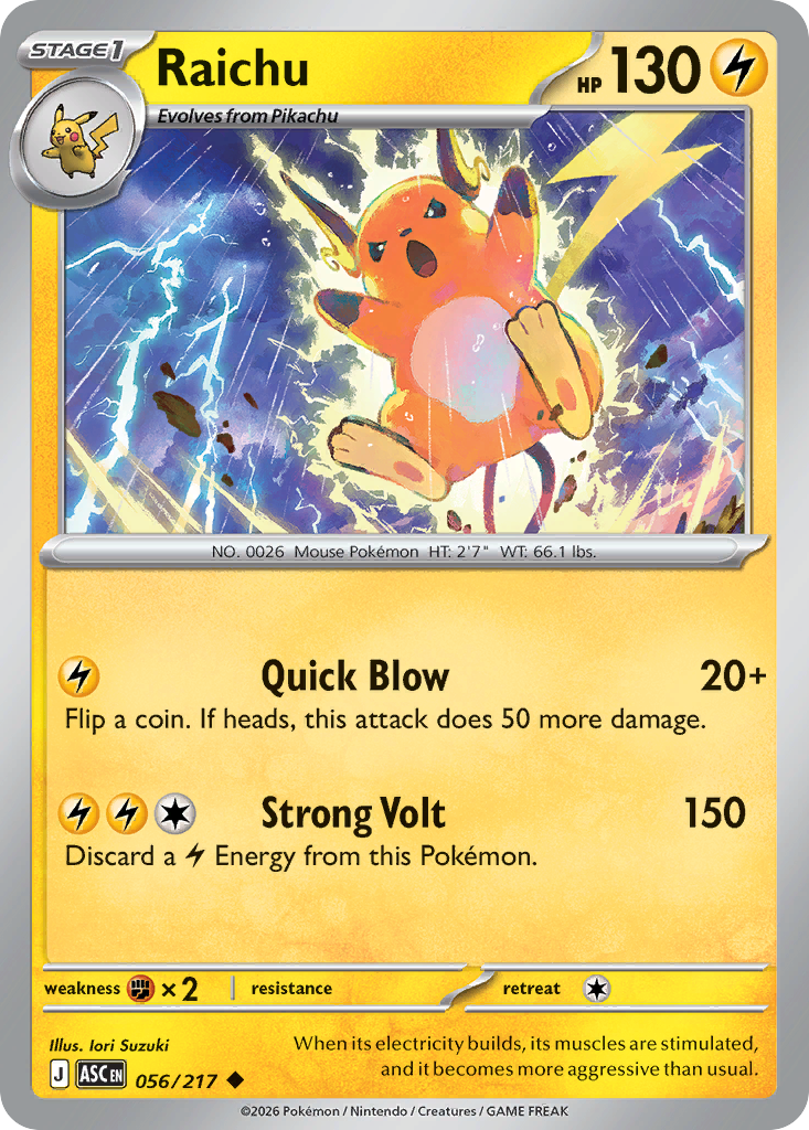 Raichu Non-Holo 056/217 Ascended Heroes Pokémon Card