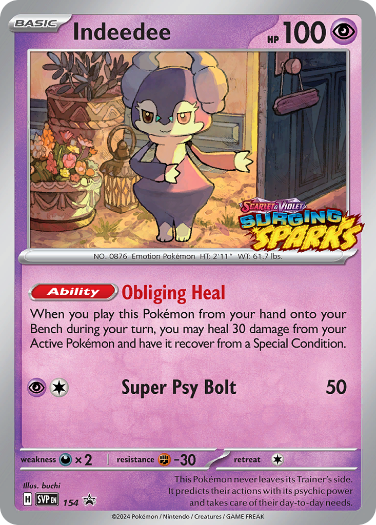 Indeedee Holofoil 154/225 SVP Black Star Promos Pokémon Card