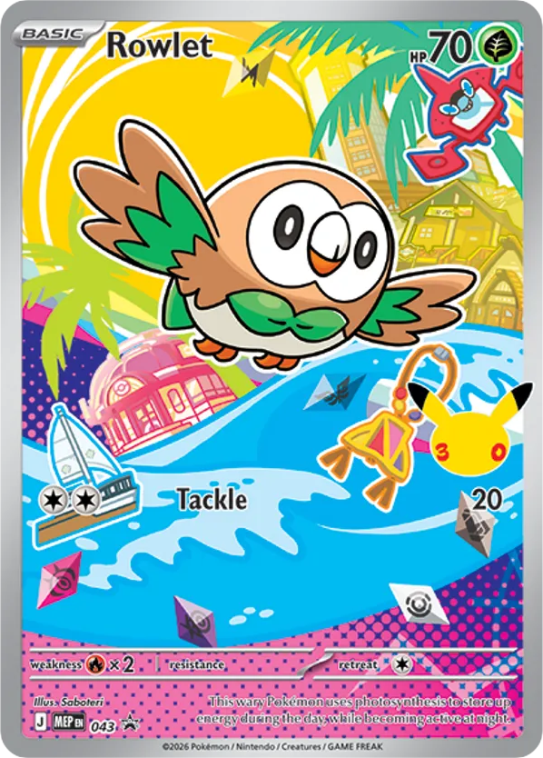 Rowlet Holo 043/0 MEP Black Star Promos Pokémon Card