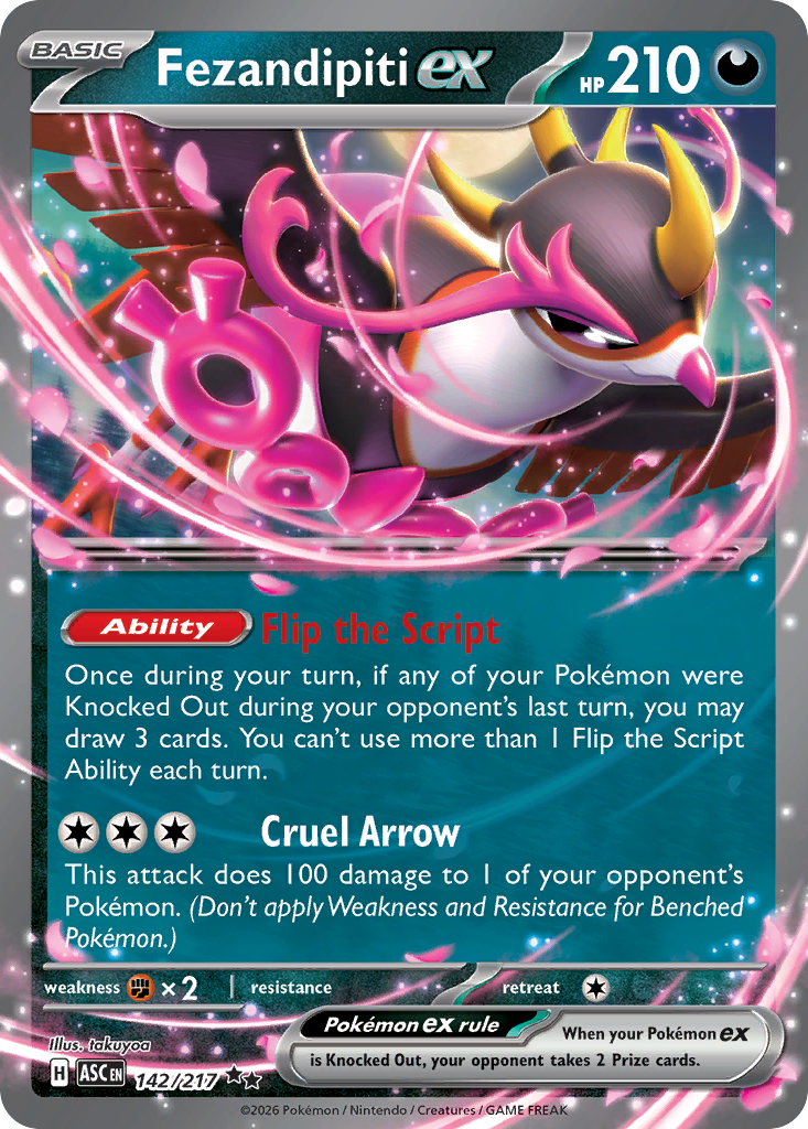 Fezandipiti ex Holofoil 142/217 Ascended Heroes Pokémon Card