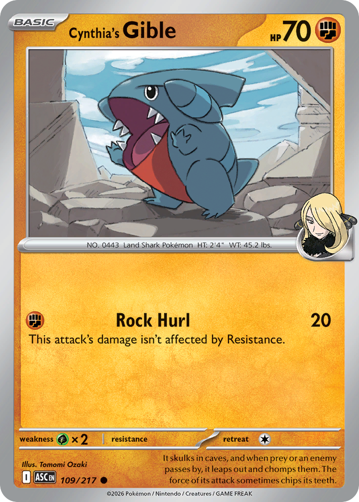 Cynthia's Gible Non-Holo 109/217 Ascended Heroes Pokémon Card