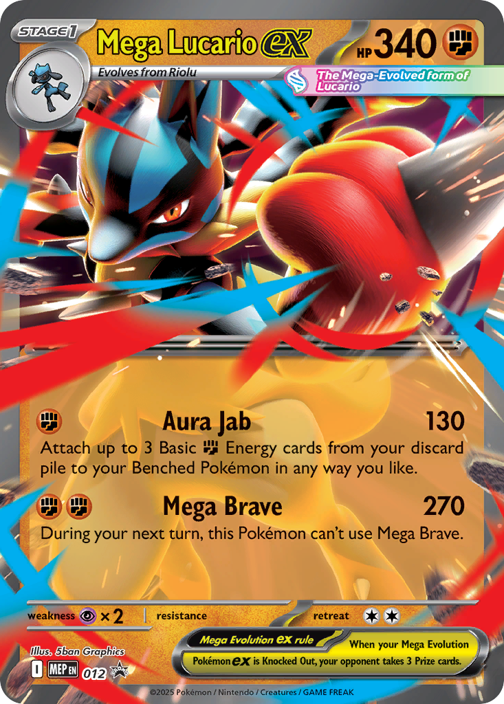 Mega Lucario ex Holo 012/0 MEP Black Star Promos Pokémon Card