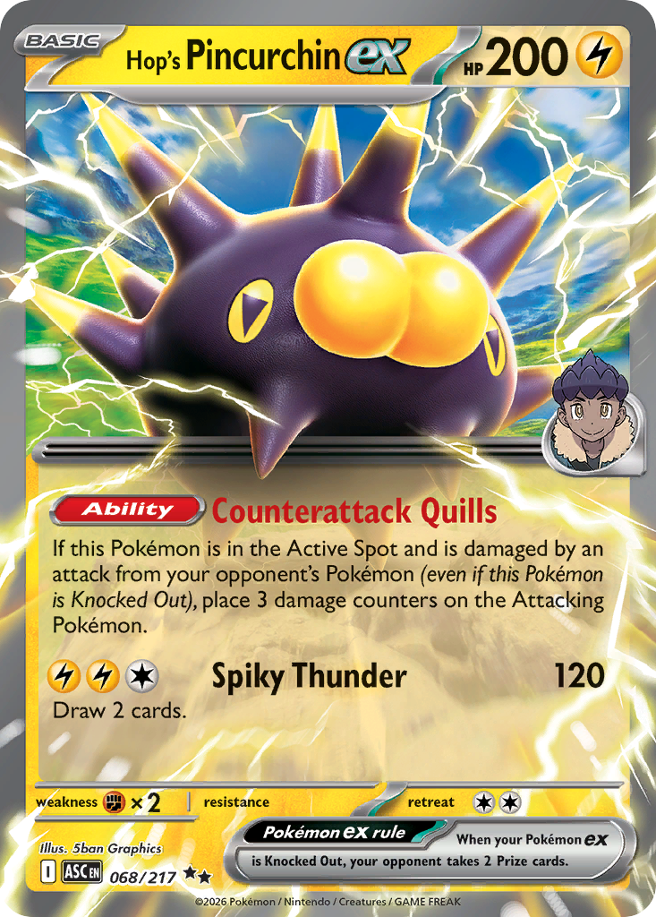 Hop's Pincurchin ex Holofoil 068/217 Ascended Heroes Pokémon Card