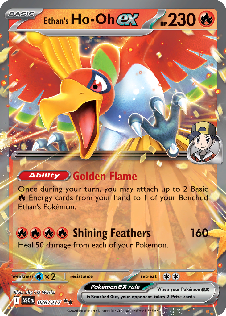 Ethan's Ho-Oh ex Holofoil 026/217 Ascended Heroes Pokémon Card