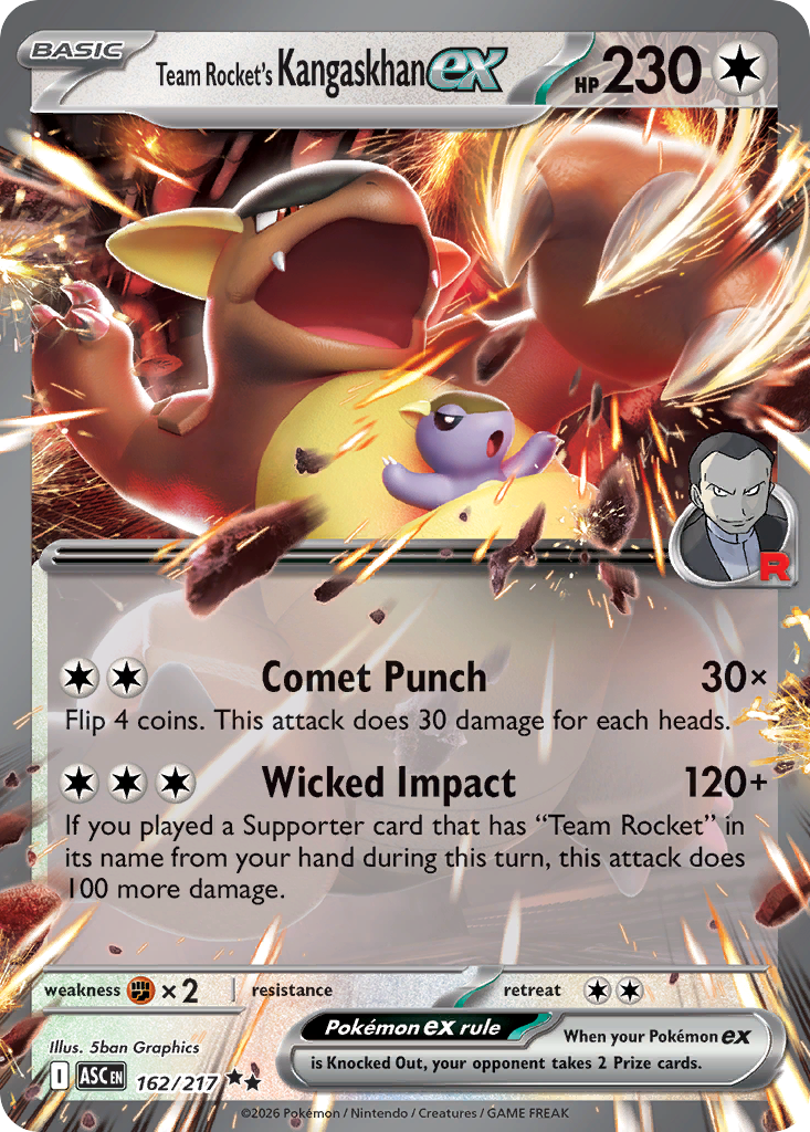 Team Rocket's Kangaskhan ex Holofoil 162/217 Ascended Heroes Pokémon Card