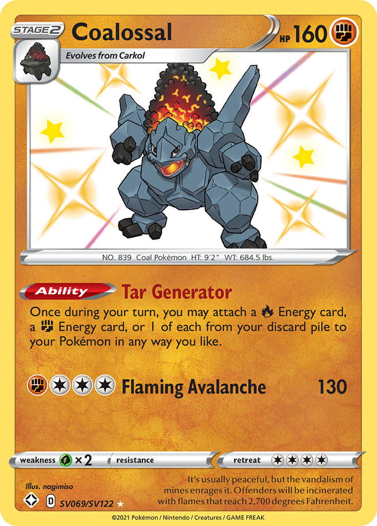 Coalossal Holo 069/122 Shining Fates Shiny Vault Pokémon Card