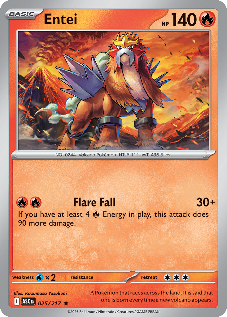 Entei Holofoil 025/217 Ascended Heroes Pokémon Card