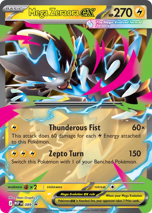 Mega Zeraora ex Holofoil 089/0 MEP Black Star Promos Pokémon Card