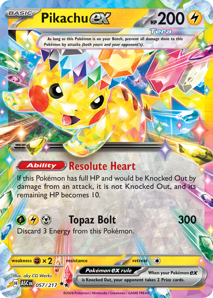 Pikachu ex Holofoil 057/217 Ascended Heroes Pokémon Card