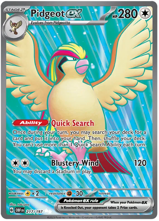 Obsidian Flames 217 Pidgeot ex