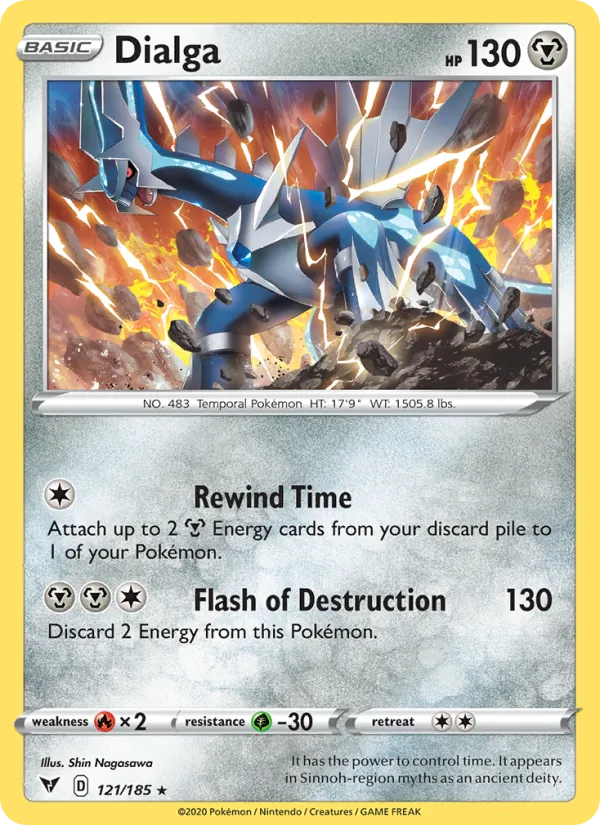 Dialga Reverse Holo 121/185 Vivid Voltage Pokémon Card