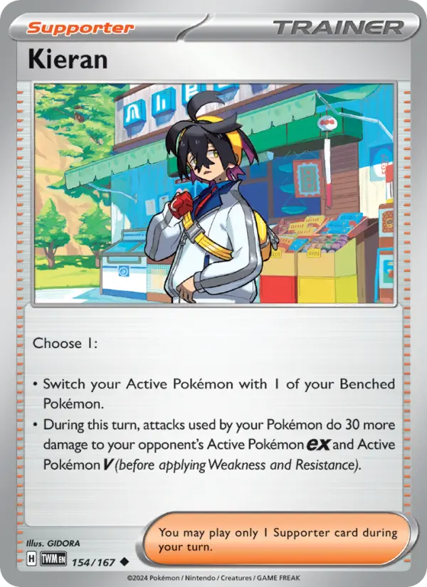 Kieran Reverse Holo 154/167 Twilight Masquerade Pokémon Card
