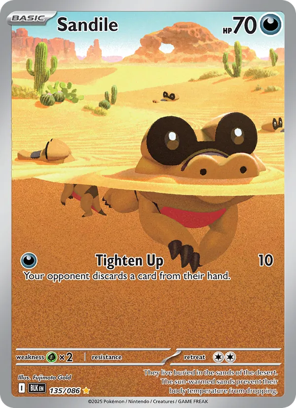 Sandile Holo 135/86 Black Bolt Pokémon Card