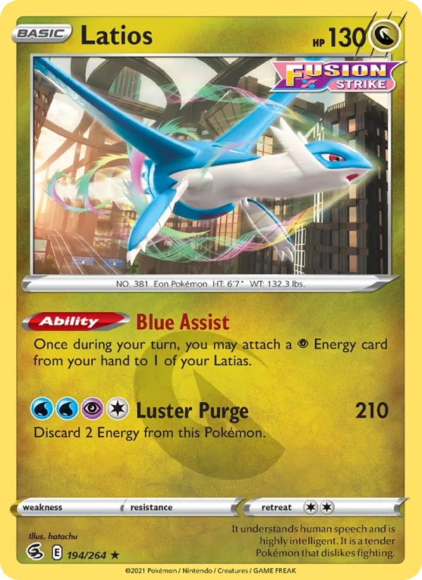 Latios Reverse Holo 194/264 Fusion Strike Pokémon Card