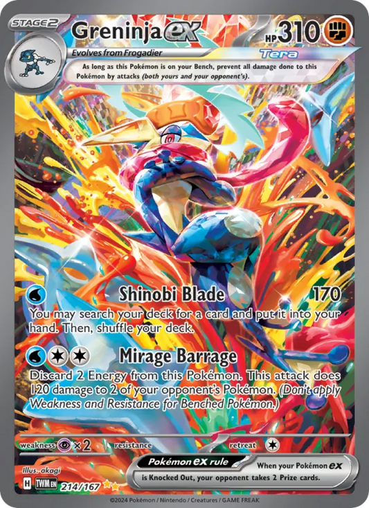 Greninja ex Holo 214/167 Twilight Masquerade Pokémon Card
