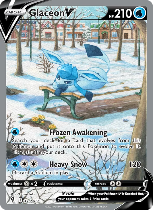 Glaceon V Holo 175/203 Evolving Skies Pokémon Card