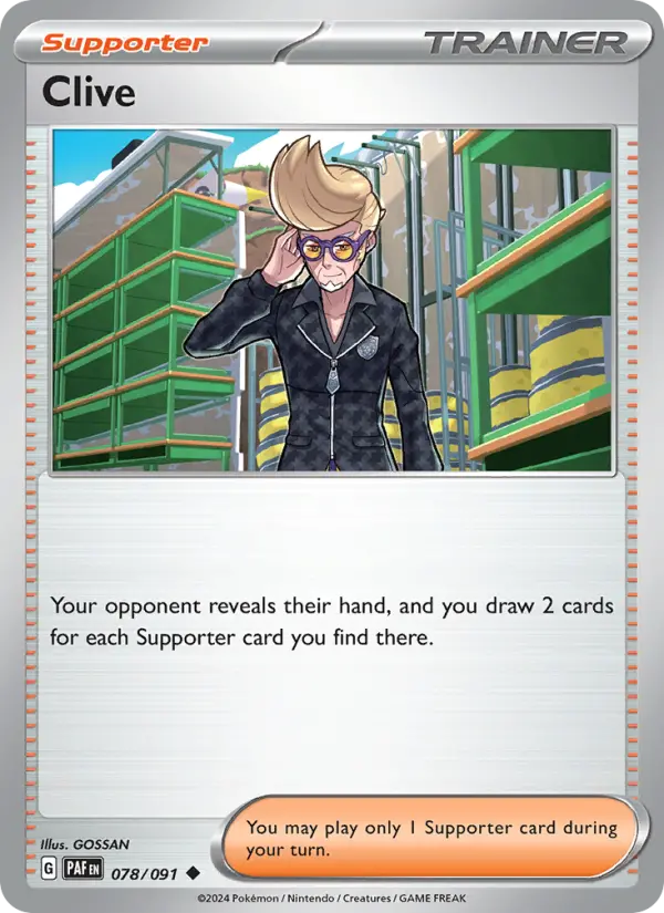 Clive Reverse Holo 078/91 Paldean Fates Pokémon Card