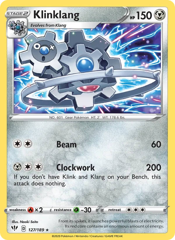 Klinklang Reverse Holo 127/189 Darkness Ablaze Pokémon Card