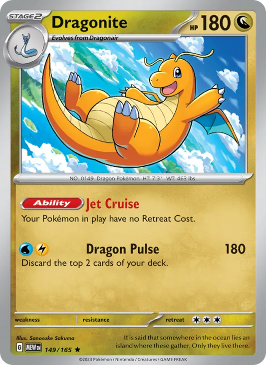Dragonite Holo 149/165 151 Pokémon Card