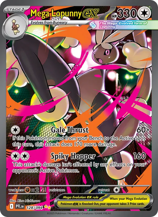 Mega Lopunny ex Holo 128/94 Phantasmal Flames Pokémon Card