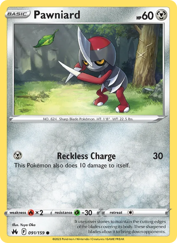 Pawniard Reverse Holo 091/159 Crown Zenith Pokémon Card