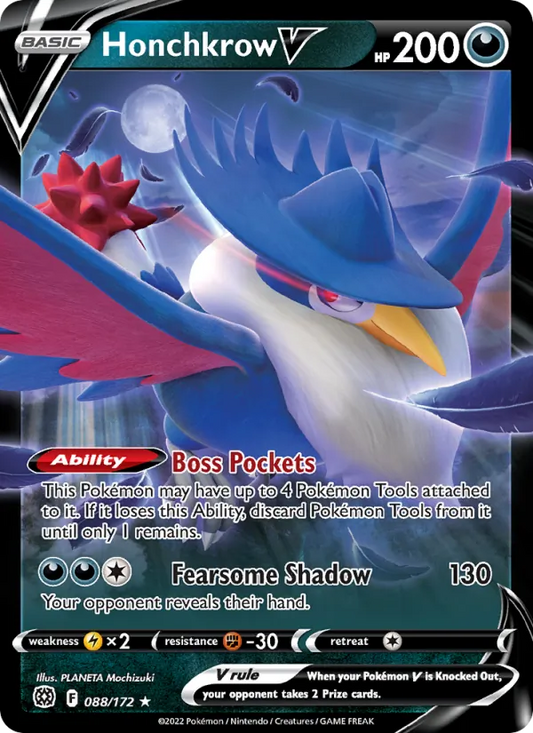 Honchkrow V Holo 088/172 Brilliant Stars Pokémon Card