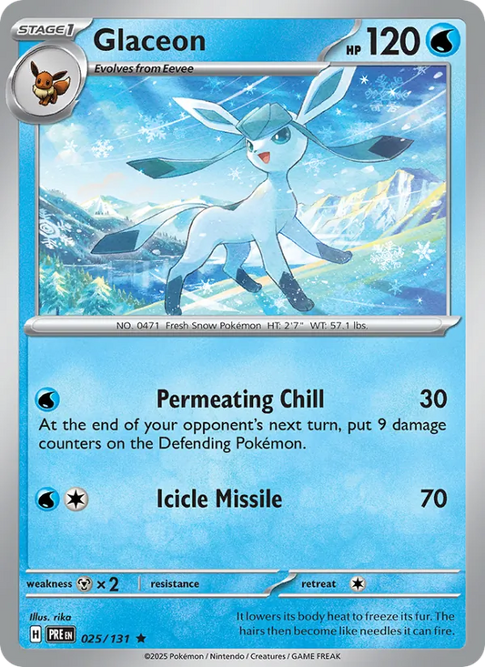 Glaceon Holo 025/131 Prismatic Evolutions Pokémon Card