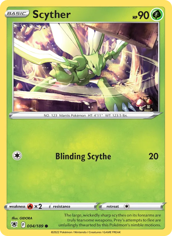Scyther Reverse Holo 004/189 Astral Radiance Pokémon Card