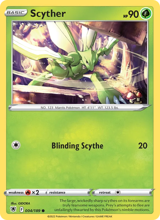 Scyther Reverse Holo 004/189 Astral Radiance Pokémon Card