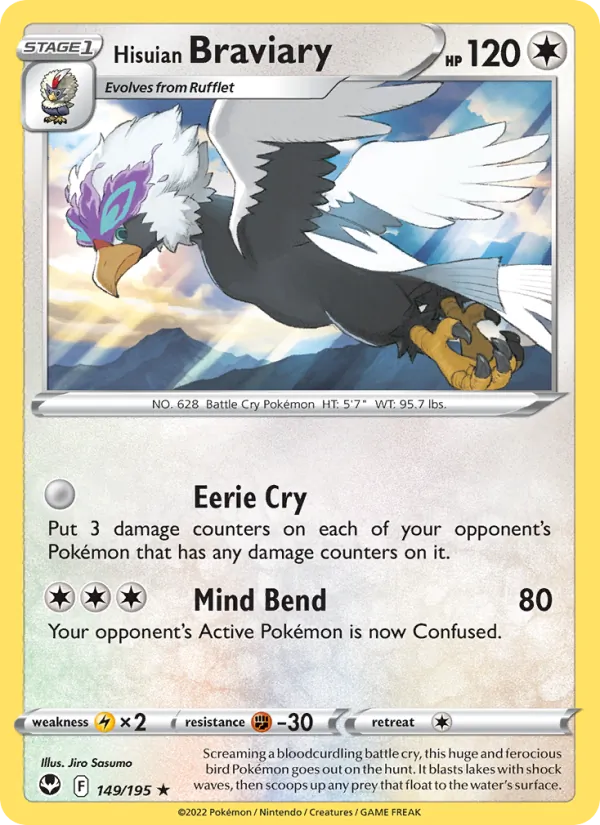 Hisuian Braviary Reverse Holo 149/195 Silver Tempest Pokémon Card